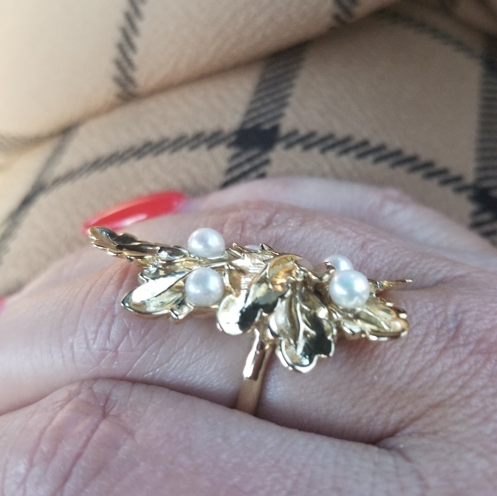 18K YELLOW GOLD CULTURED FRESHWATER PEARL RING - Picture 8 of 8